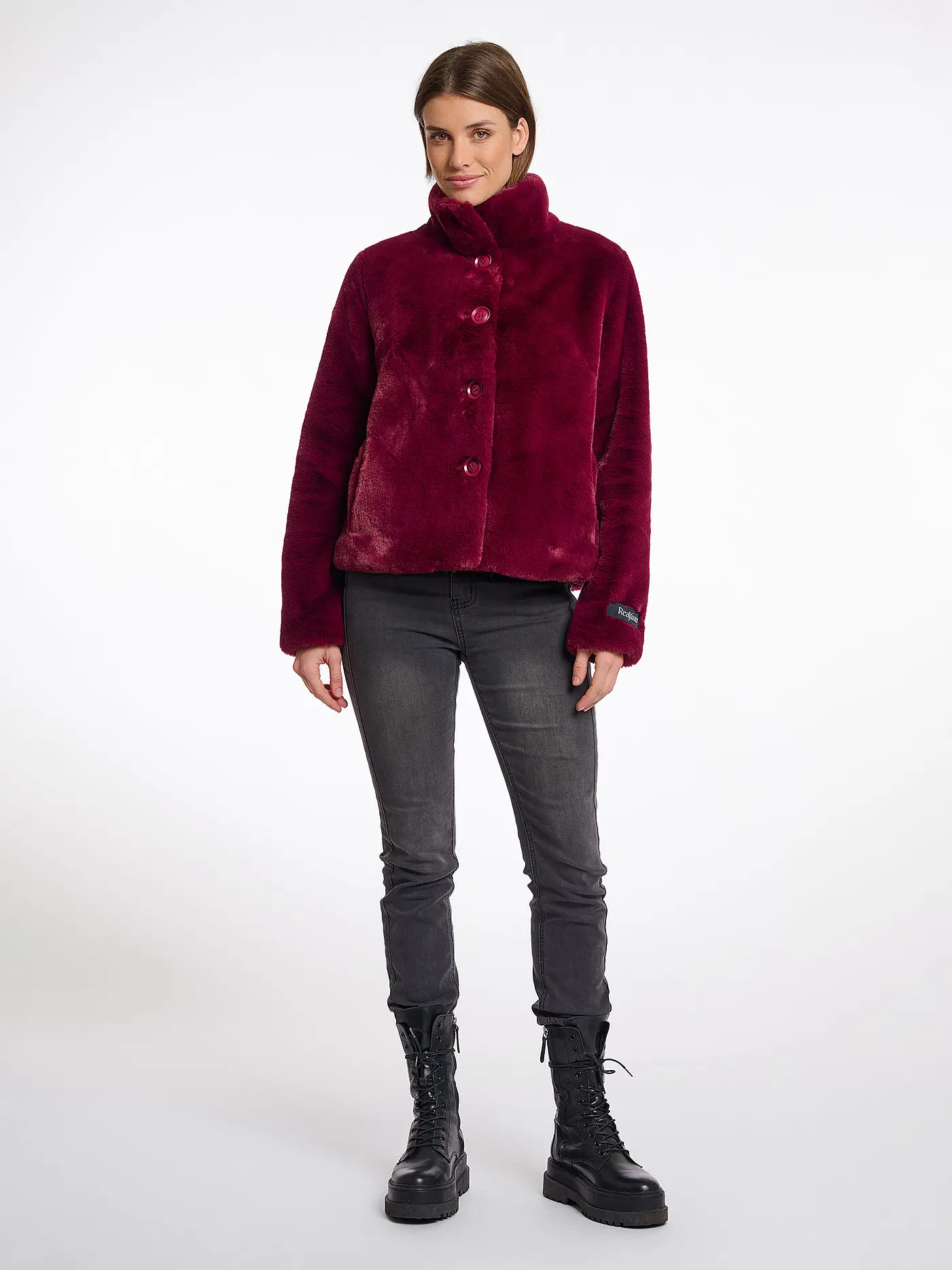 RINO&PELLE | Jacke in Felloptik VIE | dunkelrot